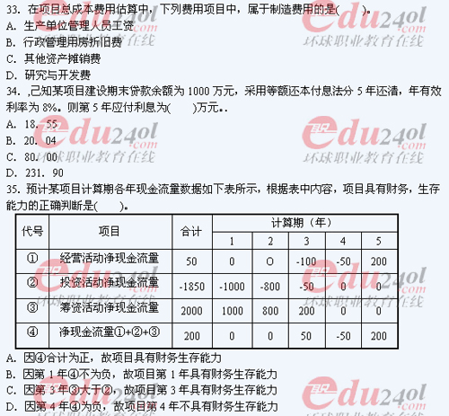 2011年注册造价工程师考试试题