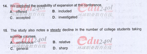 2011年职称英语考试真题之综合类B级词汇选项