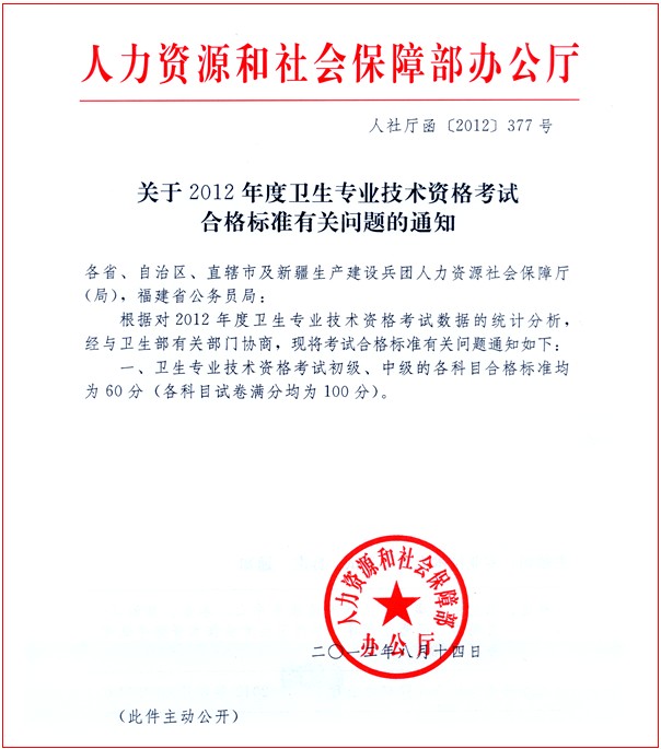 卫生资格考试合格公告