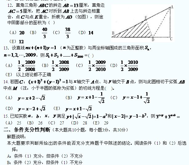 MBA数学真题