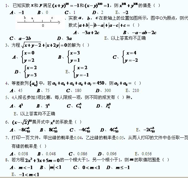 2014年MBA数学习题