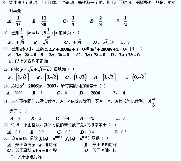 2014年MBA数学习题