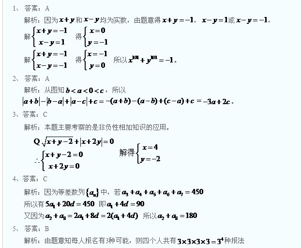 2014年MBA数学习题答案