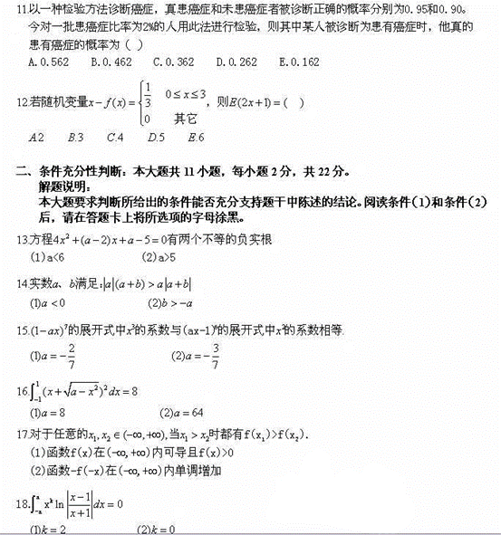 2004MBA数学真题